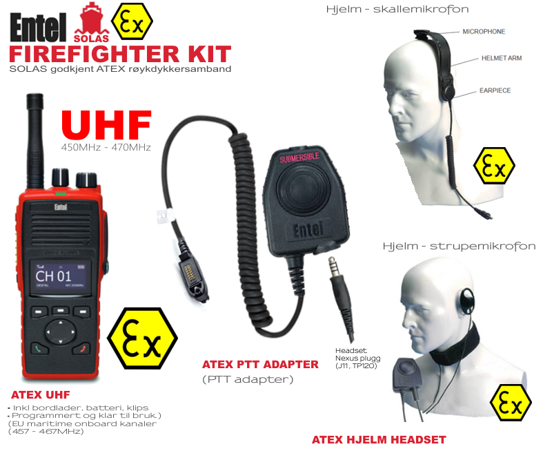Entel DT885FF UHF Onboard FireFighter (Atex, SOLAS, MED/5.20 , IP68)