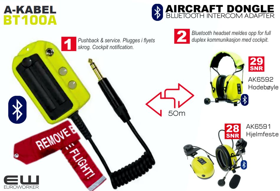 AK6592 AK6591 Akabel BT100A Full Duplex Aircraft Adapter