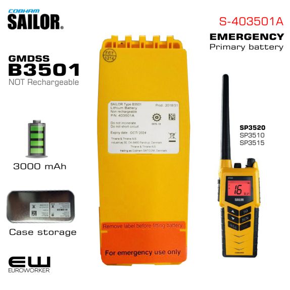 Sailor B3501 GMDSS Nødbatteri (3000 mAh) B3501 S-403501A