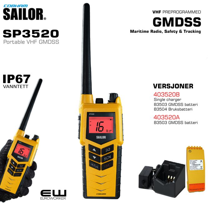 Sailor SP3520 GMDSS Portable VHF Radio 403520B 403520A
