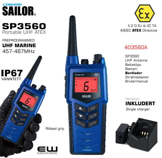 SAILOR SP3560 Portable Marine UHF (ATEX) 403560A