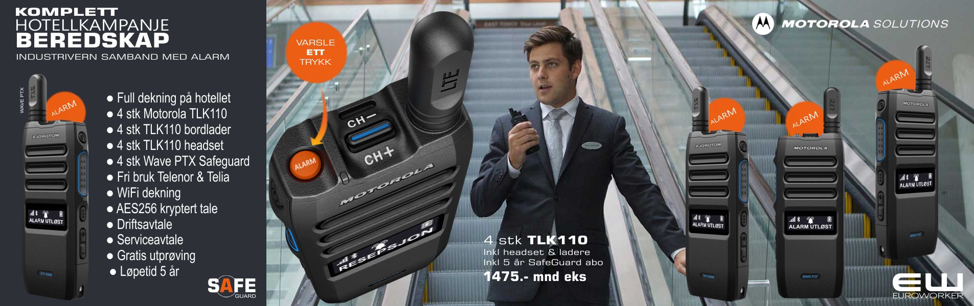 Hotell & Beredskap Samband - Motorola Wave PTX Safeguard - TLK110 eSIM radio