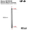 Antenna extension RA103-60
Glomex antennas’ extensions are used for vertical elevation of the antenna in order to clear the reception/transmission field. They can be made of stainless steel or UV resistant fibreglass, with standard 1″”x14 thread, and they are the ideal complement to all Glomex antennas (VHF, AIS, etc.). RA103/60 is a stainless steel extension, 600 mm/24” high.
