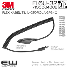 7100064602 - 3M Peltor Flex FL6U-32 kabel for Motorola GP340