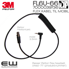 3M Peltor FL6U-66 Flex kabel (iPhone/Smartphone)