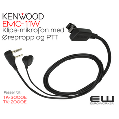 Kenwood EMC-11W Klipsmikrofon med Ørepropp og PTT (TK-3000E & TK-2000E)