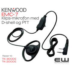 Kenwood EMC-7 Klipsmikrofon, PTT og D-shell høyttaler (TK-3000E & TK-2000E)