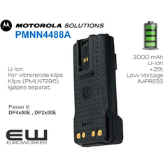 Motorola Batteri (3000mAh) for vibrerende belteklips til DP2X00e & DP4400e (PMNN4488A)