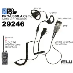 Proequip  PRO-U600LA 3-i-1Camo Headset (ProHunt Camo..)(29246)