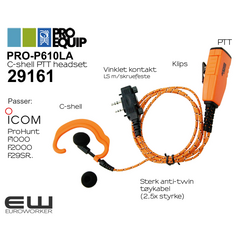 Proequip PRO-P610LA C-shell headset med PTT (F2000, F1000, F-29SR, ProHunt..)