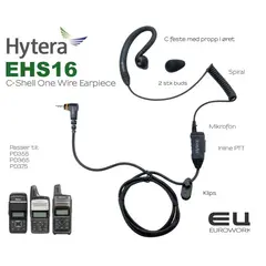 Hytera EHS-16 C-Shell One Wire Headset til PD365, PD355, PD375