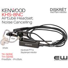 Kenwood KHS-8NC Diskrét Airtube Headset med Håndholdt PTT & Støydempet Mikrofon (NX-, TK- & TH-serie)