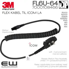 3M Peltor Flex kabel FL6U-64 for Icom LA-kontakt (7000108466)