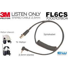 3M Peltor FL6CS Kabel til Litecom Listen Only - 2,5mm Stereo (7000107804)