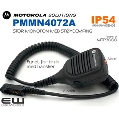 Motorola PMMN4072A Stor Monofon (IP54, 3,5mm audio, Nødknapp) (MTP3000, MTP6000)