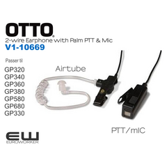 Otto 2-Wire Earphone Palm PTT & MIC (Svart: V1-10669 & Beige V1-10670)