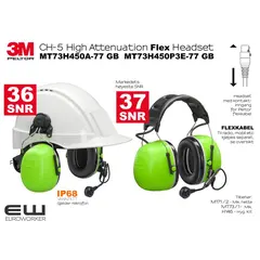 3M Peltor CH-5 High Attenuation Flex Headset - Ground Mechanic MT73H450A-77 GB  MT73H450P3E-77 GB