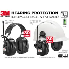3M Peltor Hørselsvern DAB+ FM radio (HRXD7A-01, HRXD7P3E-01)
