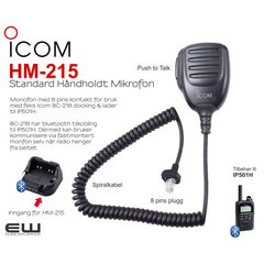 Icom HM-215 Monofon til BC-218 docking/lader til IP501H
