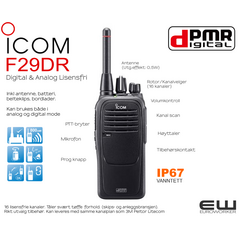 ICOM F29DR dPMR Digital Lisensfri Håndholdt Radio (446MHz)