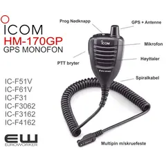 Icom HM-170GP Håndholdt Mikrofon med GPS - 94170
