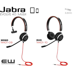 Jabra Evolve 40 Mono & Stereo 3,5mm Mobilheadset (14401-10 - 14410-09)
