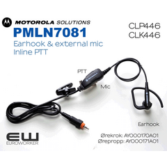 Motorola PMLN7081 Earhook with external microphone and Inline PTT for CLP & CLK