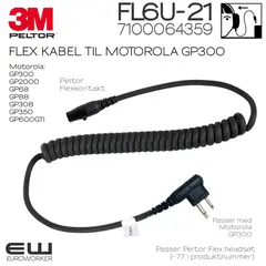 3M Peltor Flex kabel FL6U-21 til Motorola GP300 (7100064359)