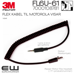 3M Peltor Flex kabel til Motorola Visar FL6U-61 (3,5mm skrufeste) 7000108781