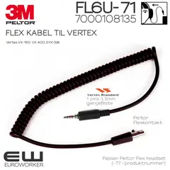 7000108135 - 3M Peltor Flex kabel til Vertex FL6U-71 (1 pins)
