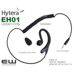 Hytera EH-01 Listen Only Earpiece 3,5mm til ACS-01 (PD365, PD355, PD375 mfl)
