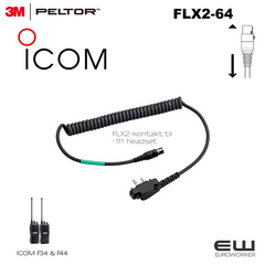 3M Peltor FLX2-64 kabel til ICOM F34 & F44