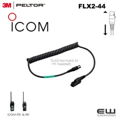 3M Peltor FLX2-44 kabel til ICOM F31 & F41