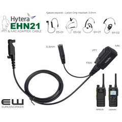 Hytera EHN21 PTT adapter & MIC cable for 3,5mm Listen Only Earpiece (HP605, HP685)