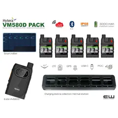 Hytera VM580D 6 Pack Bundle - Body Worn Camera & POC radio  (LTE, 4G)