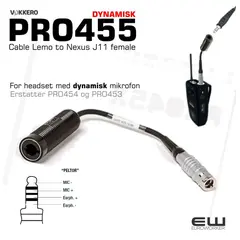 Vokkero PRO455 - Lemo til Peltor J11 adapterkabel (Dynamisk)