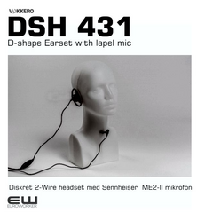 Vokkero DSH431 D-skjell Headset med Sennheiser ME2-II mygg mrikrofon
