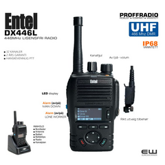 Entel DX446L Lisensfri Yrkesradio med DIsplay (IP68, 446MHz, LED)