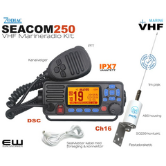 Zodiac Seacom 250 VHF Marineradio KIT (Fastmontert, Vanntett,  VHF)