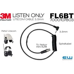 3M Peltor FL6BT Litecom kabel Listen Only - 3,5mm mobil (mono)