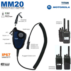 MM20 Monofon & Nøklingsbryter for Motorola DP2400e og DP3441e (J11, IP67)