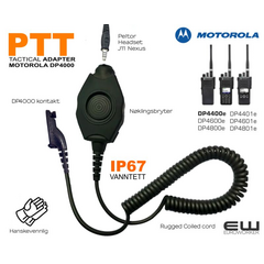 Tactical PTT adapter Motorola DP4000-serie  (IP67, J11 Peltor)