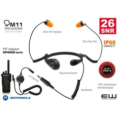 M114400 - M11 Pro System Inear Tactical Headset med PTT adapt