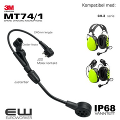 3M Peltor MT74/1 - Dynamisk Mikrofon (IP68)