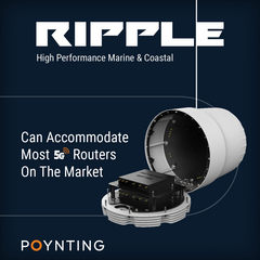 Poynting RIPPLE-16 5G MiMo-båtantenne

     

    Poynting Antennas introduserer nå sitt helt nye marine antennesortiment RIPPLE, som inngår i WaveHunter-serien.

     


    RIPPLE-16, inneholder 16 krysspolariserende rundstrålende antenneelementer hvorav åtte er vertikalt polariserte og åtte er horisontalt polariserte. Maksimal forsterkning er på 9.5 dBi og den dekker frekvensbånd i området fra 617 til 7200 MHz. RIPPLE-8 inneholder også fire WiFi og to GPS/GLONASS antenneelement.

     

    RIPPLE er i tillegg designet for å plassere én eller flere 5G-rutere inne i selve kabinettet. Det er avsatt plass til rutere med størrelse opptil 300 x 250 x 110 mm. En perfekt kombinasjon for RIPPLE-16 er to stk. Celerway Stratus Multi-WAN med to 5G-radioer. Ved å montere ruterne inne i selve antennehuset slipper man å benytte lange antennekabler som medfører signaltap.


    Antennespesifikasjoner 4G/5G:
    Frekvensområde og maks forsterkning (vertikal polarisering og horisontal polarisering):
    617-960 MHz, 5.5 dBi (vertikal), 1 dBi (horisontal)
    1427-1517 MHz, 5 dBi (vertikal), 0 dBi (horisontal)
    1710-2700 MHz, 6 dBi (vertikal), 3 dBi (horisontal)
    3400-4200 MHz, 9.5 dBi (vertikal), 1 dBi (horisontal)
    5000-7200 MHz, 9 dBi (vertikal), 1 dBi (horisontal)
    VSWR: < 2.5:1 (vertikal), =2:1 (horisontal),
    Polarisering: Horisontalt, vertikalt
    Impedans: 50 Ohm
    Antennekontakter: 16 stk. SMA-hun
    Antennekabler: 16 stk. 65 cm. RG316 med RA SMA.han til RA SMA-han


     

    Antennespesifikasjoner WiFi:
    Frekvensområde og maks forsterkning
    2400-2500 MHz, 5 dBi
    5000-7200 MHz, 8.5 dBi
    VSWR: =2:1 over 90% av båndet
    Polarisering: Horisontalt, vertikalt
    Impedans: 50 Ohm
    Antennekontakter: 4 stk. SMA-hun
    Antennekabler: 4 stk. 65 cm. RG316 med RA SMA.han til RA RP-SMA-han


     

    Antennespesifikasjoner GPS:
    Frekvensområde og maks forsterkning
    1575.42-1600 MHz, 21+/-2dBi
    VSWR: =1.5:1
    Polarisering: RHCP
    Impedans: 50 Ohm
    Antennekontakter: 2 stk. SMA-hun
    Antennekabler: 2 stk. 65 cm. RG316 med RA SMA.han til RA SMA-han


     

    Robusthet og miljøspesifikasjoner:
    Kapslingsgrad: IP 65
    Støtmotstand: IK08
    Klassifisering brennbarhet antennehus: Ihht. UL 94-HB
    Saltspraytest: Ihht. MIL-STD 810G/ASTM B117
    Vindgrense (Wind Survival): < 186 km/h
    Temperaturområde:  -40°C til +80°C
    Luftfuktighet: Opptil 98% 


     

    Fysiske spesifikasjoner:
    Materiale: Fiberglass (E glass)
    Farge: Hvit. Fargkode: Pantone P 179-1C
    Dimensjon antenne: Ø449 x 535 mm.
    Dimensjon forpakning: 530 x 530 x 630 mm.
    Vekt: 19.44 kg. 
    Vekt inkl. forpakning: 25 kg.
