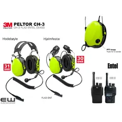 3M Peltor CH-3 med PTT for Entel DX485, DX482 (DX400, PTT)