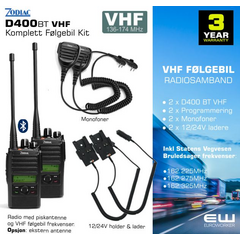 VHF Følgebil Radio Kit - Zodiac D400BT (VHF, Programmert, Bluetooth)