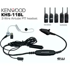 Kenwood KHS-12BL 3-Wire AIrtube PTT headset (NX3000, NX5000)