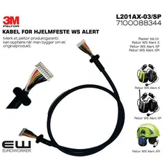 3M Peltor L201AX-03/SP - Separat kabel hjelmfeste WS Alert XP og XPI - L201AX-03/SP    7100088344, hjelmkabel