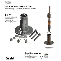 Scan Antenna Deck Mount Heavy Duty (G1"X11)
